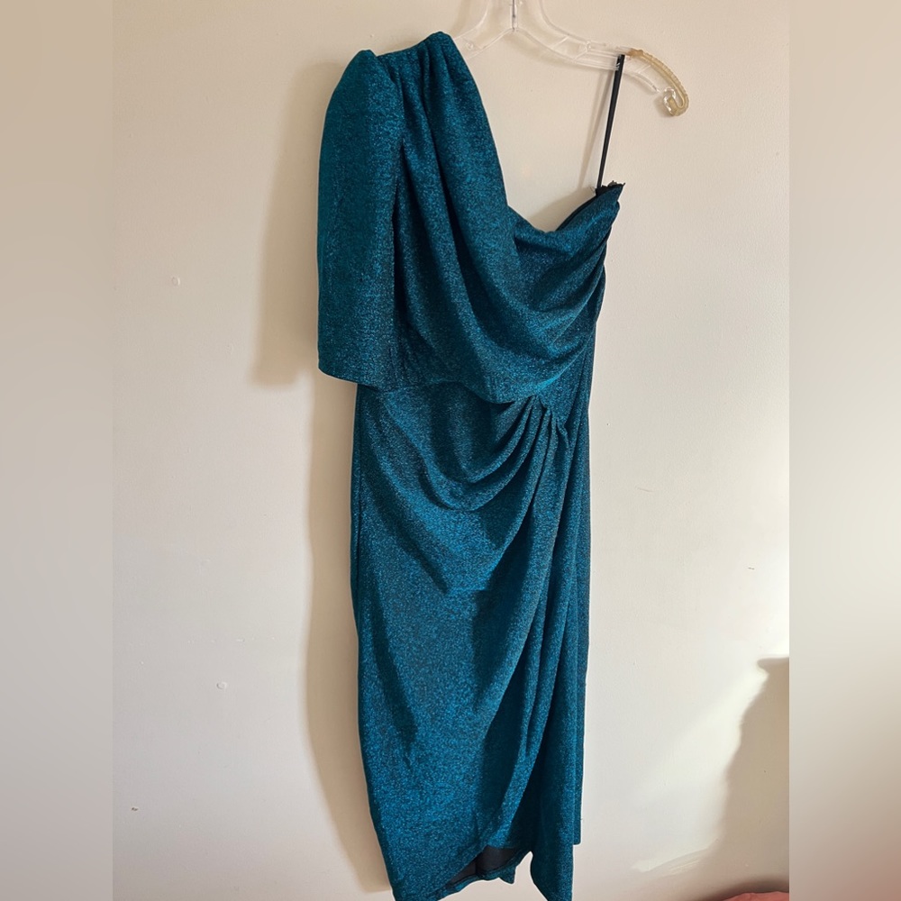 Blue green evening cocktail dress